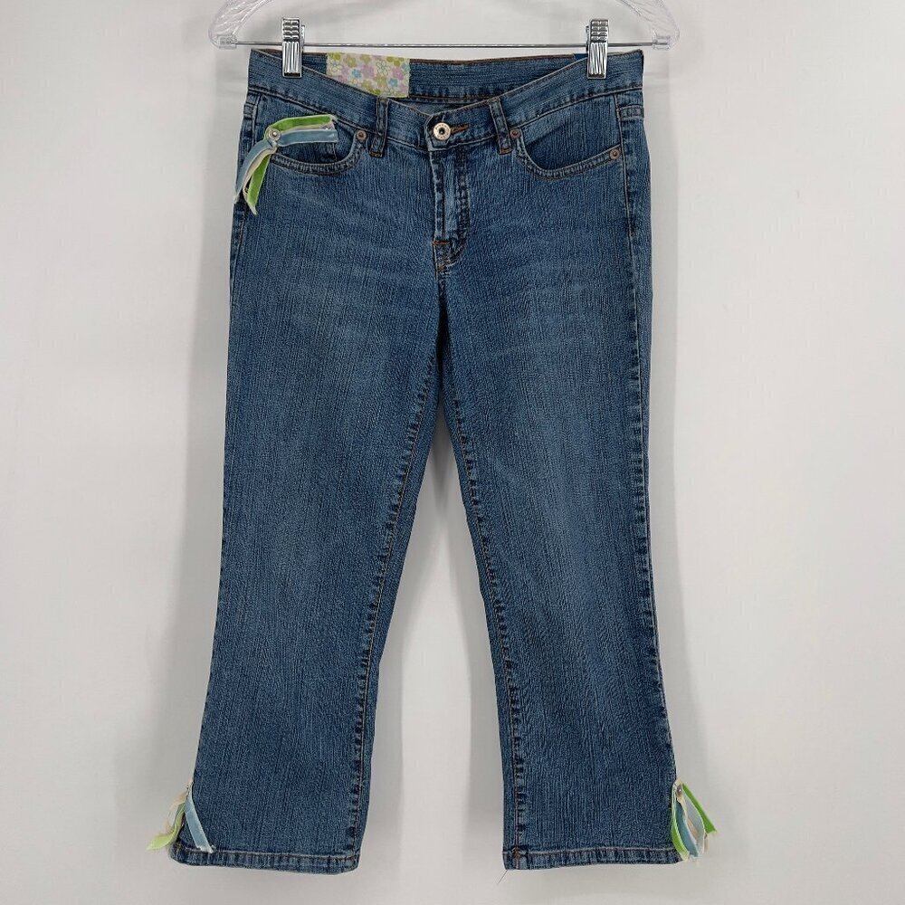 Pinko Basic Women’s Cropped Jeans with Ribbon Detail Size 38 ( US 2-4 )